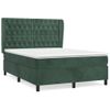 Cama Box Spring Con Colchón Terciopelo Verde Oscuro 140x190 Cm