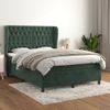 Cama Box Spring Con Colchón Terciopelo Verde Oscuro 140x190 Cm