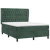 Cama Box Spring Con Colchón Terciopelo Verde Oscuro 140x190 Cm