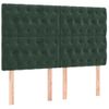 Cama Box Spring Con Colchón Terciopelo Verde Oscuro 140x190 Cm