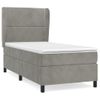 Cama Box Spring Con Colchón Terciopelo Gris Claro 90x190 Cm