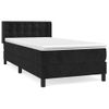 Cama Box Spring Con Colchón Terciopelo Negro 100x200 Cm