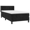 Cama Box Spring Con Colchón Terciopelo Negro 100x200 Cm