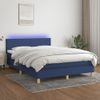 Cama Box Spring Con Colchón Y Led Tela Azul 140x200 Cm