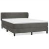 Cama Box Spring Con Colchón Terciopelo Gris Oscuro 140x190 Cm