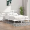 Estructura De Cama Doble Madera Maciza Blanca 135x190 Cm