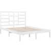 Estructura De Cama Doble Madera Maciza Blanca 135x190 Cm