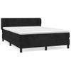 Cama Box Spring Con Colchón Terciopelo Negro 140x190 Cm