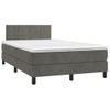 Cama Box Spring Con Colchón Terciopelo Gris Oscuro 120x200 Cm