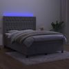 Cama Box Spring Colchón Y Led Terciopelo Gris Claro 140x190 Cm