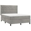 Cama Box Spring Colchón Y Led Terciopelo Gris Claro 140x190 Cm