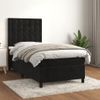 Cama Box Spring Con Colchón Terciopelo Negro 80x200 Cm