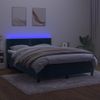 Cama Box Spring Colchón Y Led Terciopelo Azul Oscuro 140x200 Cm