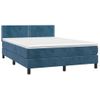 Cama Box Spring Colchón Y Led Terciopelo Azul Oscuro 140x200 Cm