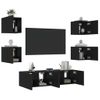 Muebles De Tv De Pared Con Led 6 Piezas Madera Ingeniería Negro