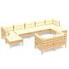 Muebles De Jardín 9 Piezas Y Cojines Madera Maciza De Pino Crema