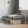 Estructura Cama Metal Con Cabecero Y Pie Cama Blanca 90x200 Cm