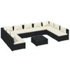 Set Muebles De Jardín 10 Piezas Y Cojines Ratán Sintético Negro