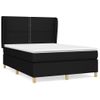 Cama Box Spring Con Colchón Tela Negro 140x190 Cm