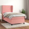 Cama Box Spring Con Colchón Terciopelo Rosa 80x200 Cm