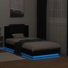 Estructura De Cama Con Cabecero Y Luces Led Negro 75x190 Cm