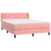 Cama Box Spring Con Colchón Terciopelo Rosa 140x190 Cm