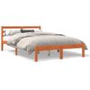 Estructura De Cama Madera Maciza Pino Marrón Cera 150x200 Cm