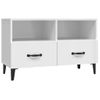 Mueble De Tv Madera Contrachapada Blanco Brillo 80x36x50 Cm