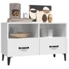 Mueble De Tv Madera Contrachapada Blanco Brillo 80x36x50 Cm