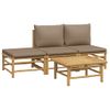 Set De Muebles De Jardín 4 Piezas Bambú Y Cojines Gris Taupe