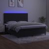 Cama Box Spring Colchón Y Led Terciopelo Negro 180x200 Cm