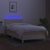 Cama Box Spring Con Colchón Y Led Tela Crema 80x200 Cm