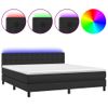 Cama Box Spring Colchón Y Led Cuero Sintético Negro 180x200 Cm