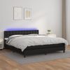 Cama Box Spring Colchón Y Led Cuero Sintético Negro 180x200 Cm