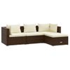 Set Muebles De Jardín 4 Piezas Y Cojines Ratán Sintético Marrón