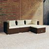 Set Muebles De Jardín 4 Piezas Y Cojines Ratán Sintético Marrón