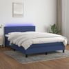 Cama Box Spring Colchón Y Luces Led Tela Azul 140x200 Cm