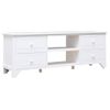 Mueble Para Tv Madera Maciza De Paulownia Blanco 108x30x40 Cm