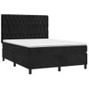 Cama Box Spring Colchón Y Led Terciopelo Negro 140x190 Cm