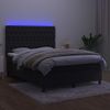 Cama Box Spring Colchón Y Led Terciopelo Negro 140x190 Cm