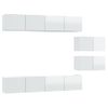 Set De Muebles De Tv 6 Piezas Madera Contrachapada Blanco Brillo