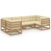 Set De Muebles De Jardín 6 Pzs Cojines Madera Pino Marrón Miel