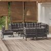 Muebles De Jardín 9 Piezas Con Cojines Negro Madera Maciza Pino