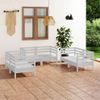 Set De Salón De Jardín De 6 Piezas Blanco Madera Maciza De Pino