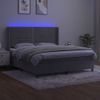 Cama Box Spring Colchón Y Led Terciopelo Gris Claro 160x200 Cm