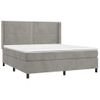 Cama Box Spring Colchón Y Led Terciopelo Gris Claro 160x200 Cm