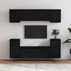 Muebles Para Tv 6 Piezas Madera Maciza De Pino Negro