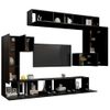 Set De Muebles Para Tv 8 Piezas Madera Contrachapada Negro