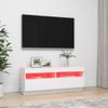 Mueble Para Tv Con Luces Led Blanco 100x35x40 Cm