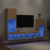 Muebles Tv Pared Con Led 4 Piezas Madera Ingeniería Roble Sonoma